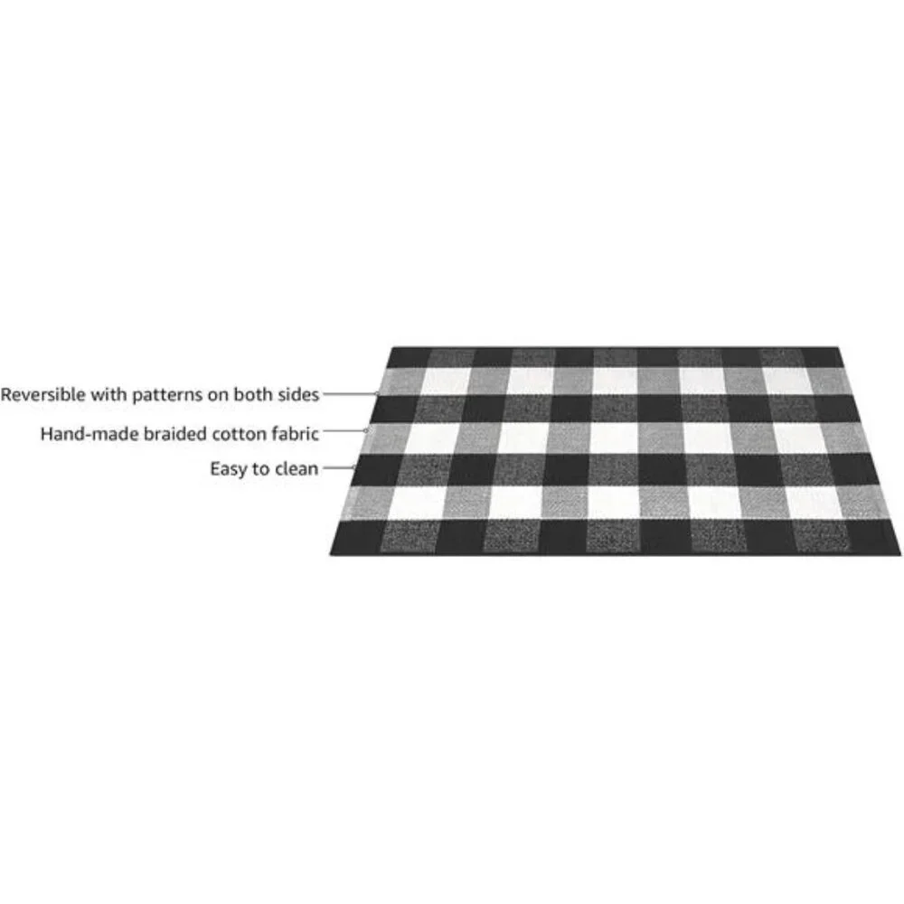 MUBIN Cotton Buffalo Plaid Rug 27.5 x 43 Inches Black and White Check Rugs